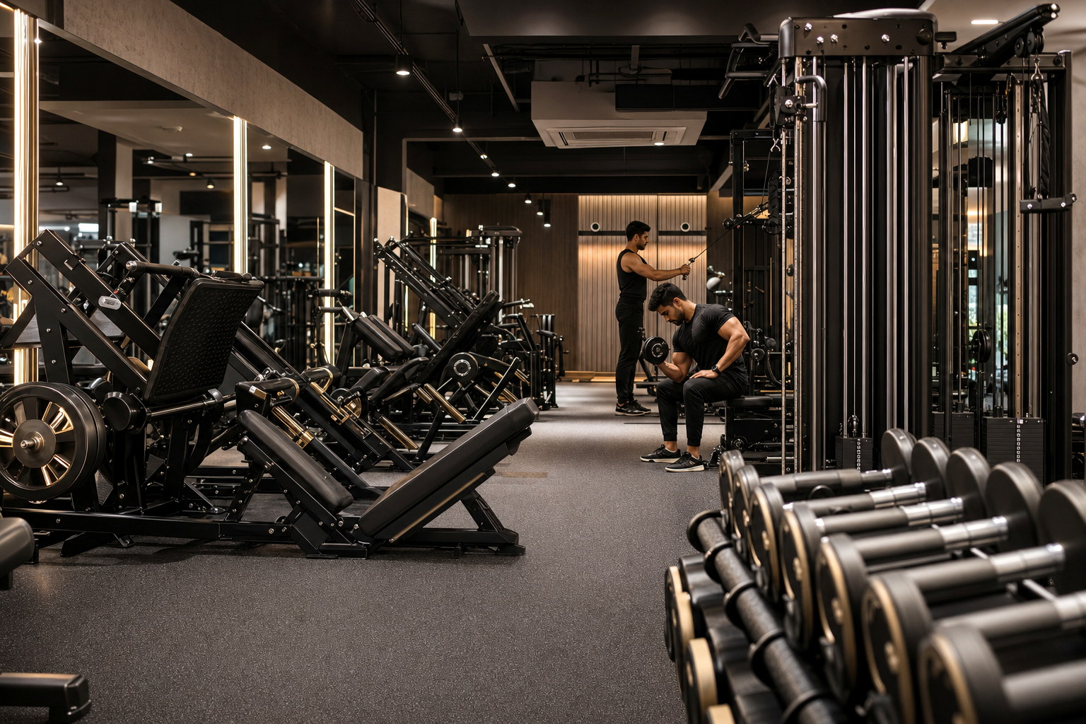 Premium custom strength equipment in a spacious training floor
